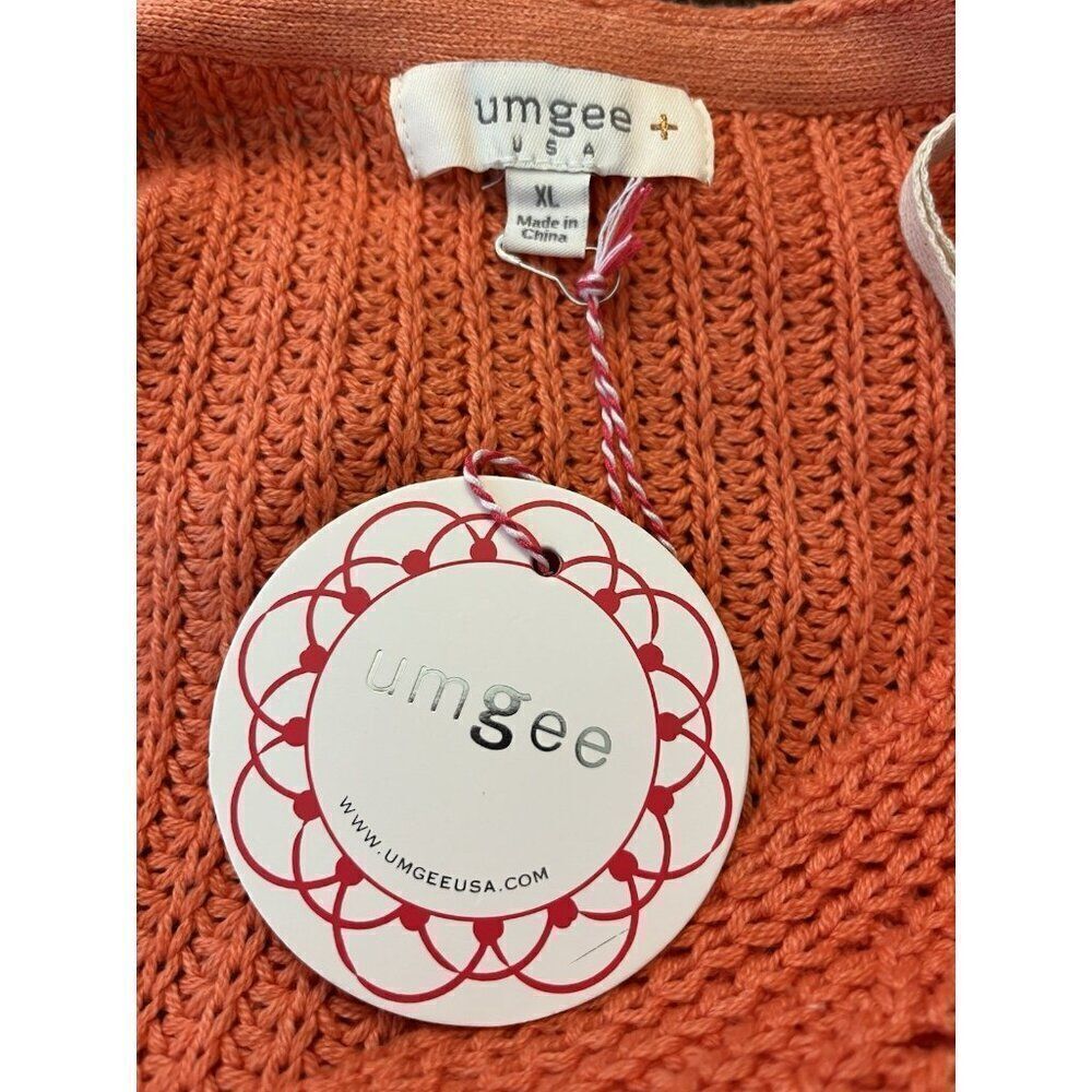 Womens XL V Neck Ombré Sweater Dress Open Knit Orange Green NWT Umgee - Picture 5 of 6